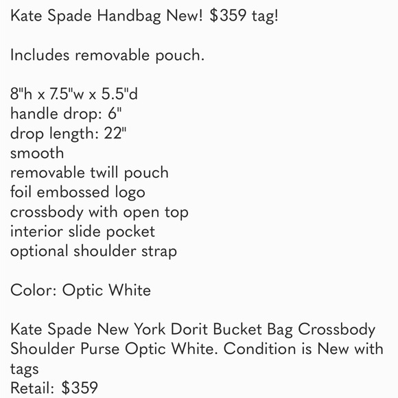 Kate Spade small white bucket bag - Picture 9 of 9